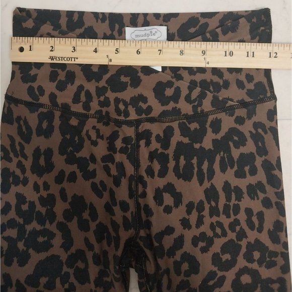 Mudpie Brown Leopard Print Crossover Waist Leggings Women's Sz S - Picture 7 of 9